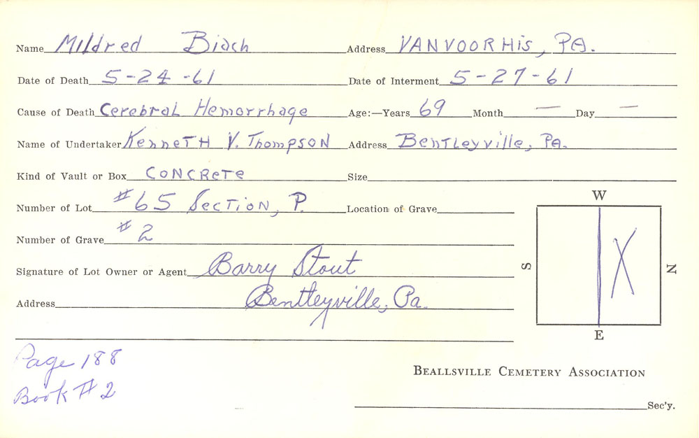 burial card